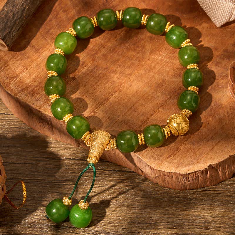 Buddha Stones Pulsera Cyan Jade Harmony con detalles dorados - image 3