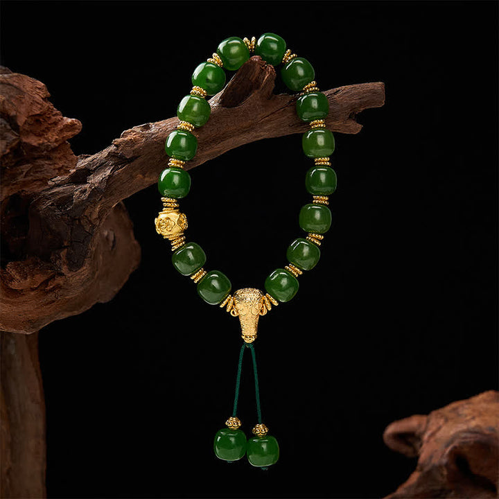 Buddha Stones Pulsera Cyan Jade Harmony con detalles dorados - image 1