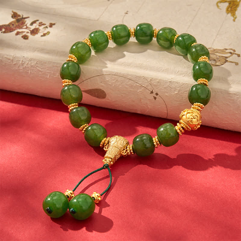 Buddha Stones Pulsera Cyan Jade Harmony con detalles dorados - image 2