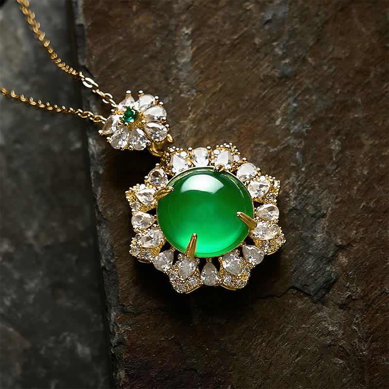 Buddha Stones Collar con colgante redondo de jade verde que simboliza la abundancia. - Jade (Suerte♥Protección) - image 0
