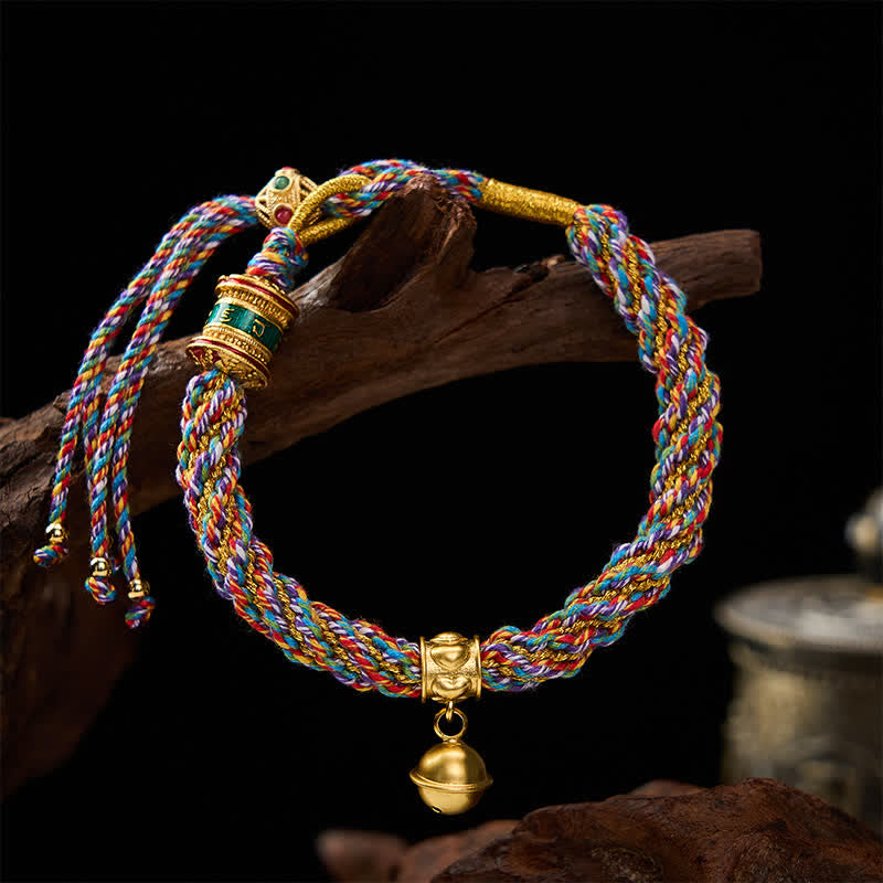 Buddha Stones Pulsera tibetana con dije de campana de fuerza Om Mani Padme Hum, multicolor - image 1