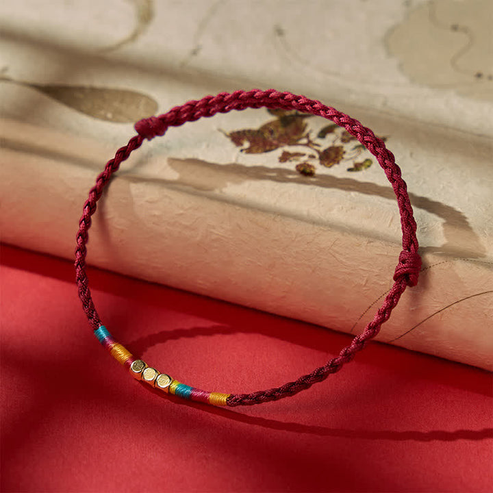 Buddha Stones Pulsera protectora de plata de ley 925 con cuentas y cordón rojo - Rojo (circunferencia de la muñeca: 14-17 cm) - image 0