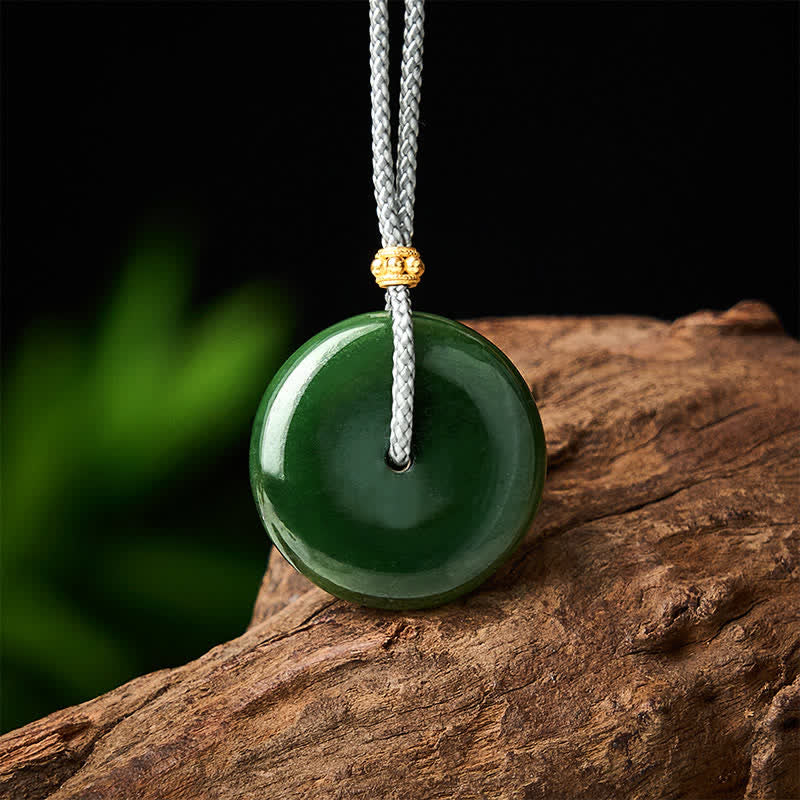 Buddha Stones Collar con colgante de cuerda con hebilla de paz y abundancia de jade cian natural - Jade cian natural (el color puede variar) - image 0