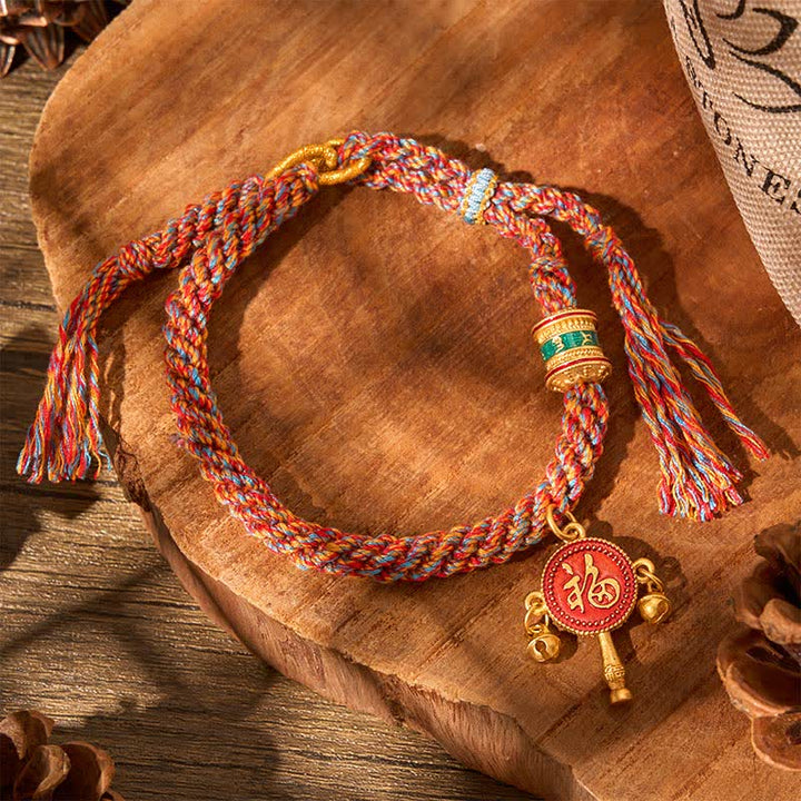Buddha Stones Pulsera tibetana de cuerda trenzada multicolor con el símbolo Om Mani Padme Hum para protección - image 2