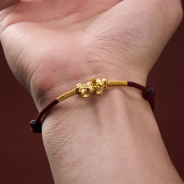 Buddha Stones Pulsera de la suerte PiXiu de hilo rojo hecha a mano - image 4