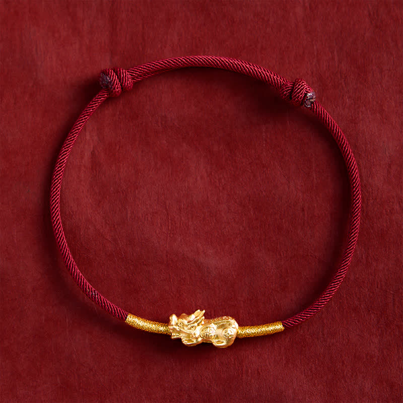 Buddha Stones Pulsera de la suerte PiXiu de hilo rojo hecha a mano - image 1