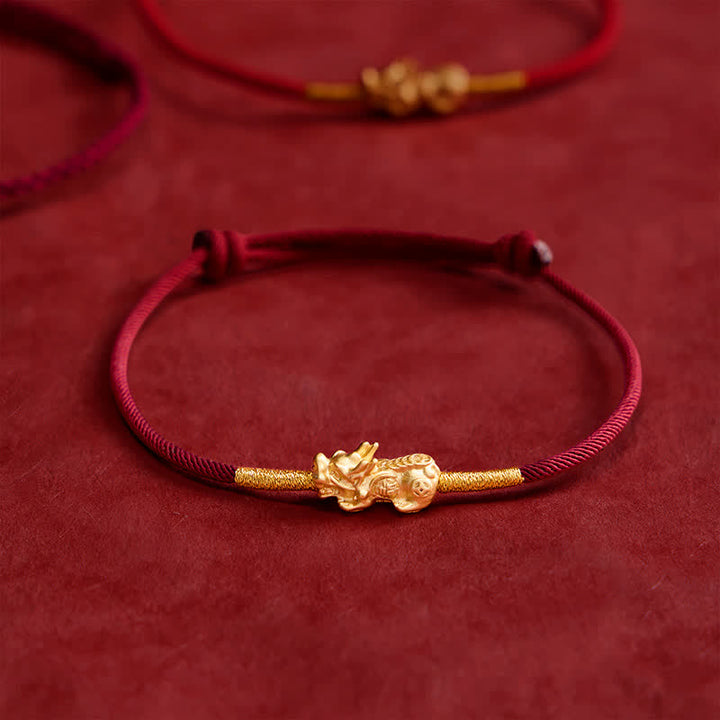 Buddha Stones Pulsera de la suerte PiXiu de hilo rojo hecha a mano - image 2