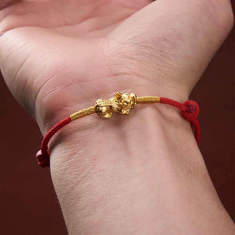 Buddha Stones Pulsera de la suerte PiXiu de hilo rojo hecha a mano - image 15