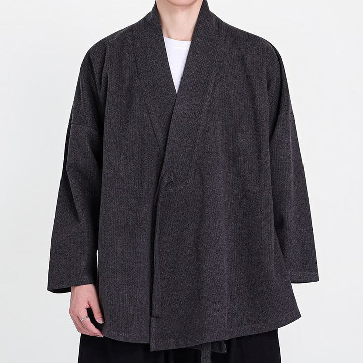 Buddha Stones Kimono de pana liso clásico minimalista para hombre, ideal para otoño/invierno. - image 7