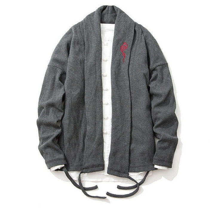 Buddha Stones Kimono de hombre liso con bordados estilo Tang, ideal para otoño/invierno. - image 16