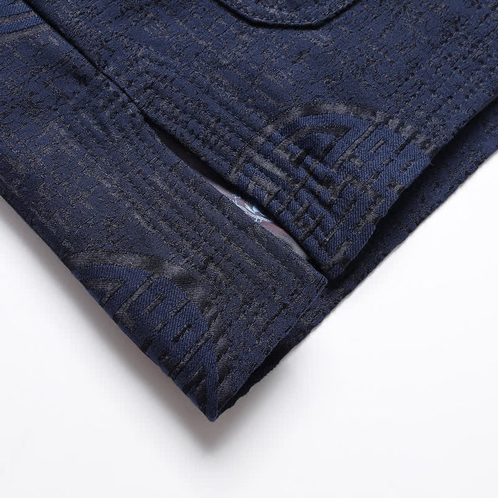 Buddha Stones Chaquetas de hombre de estilo vintage Tang con botones de rana y estampado geométrico, ideales para otoño e invierno. - image 8