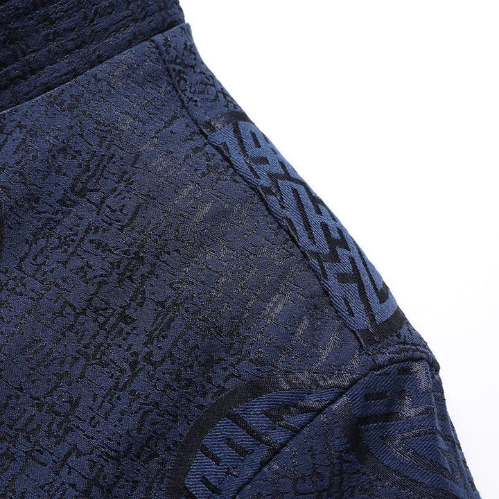 Buddha Stones Chaquetas de hombre de estilo vintage Tang con botones de rana y estampado geométrico, ideales para otoño e invierno. - image 4