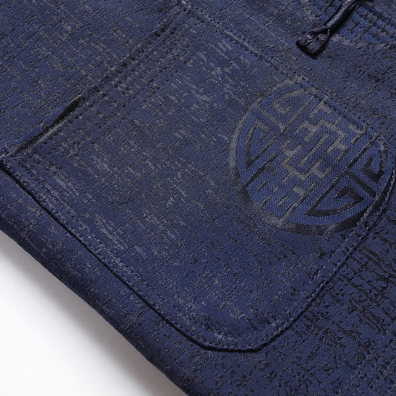 Buddha Stones Chaquetas de hombre de estilo vintage Tang con botones de rana y estampado geométrico, ideales para otoño e invierno. - image 6