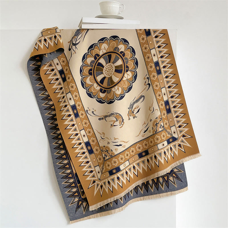 Buddha Stones Chal bohemio con borlas y estampado geométrico de mandala para primavera y otoño - Perú - 185*65 cm - image 4