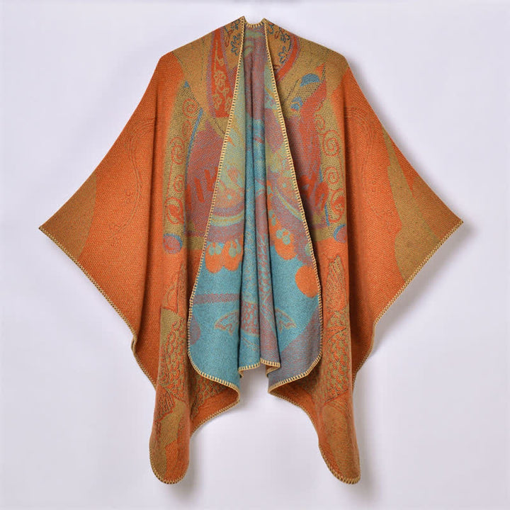 Buddha Stones Chal suave drapeado oriental con estampado de nubes de peces koi para otoño e invierno. - image 1