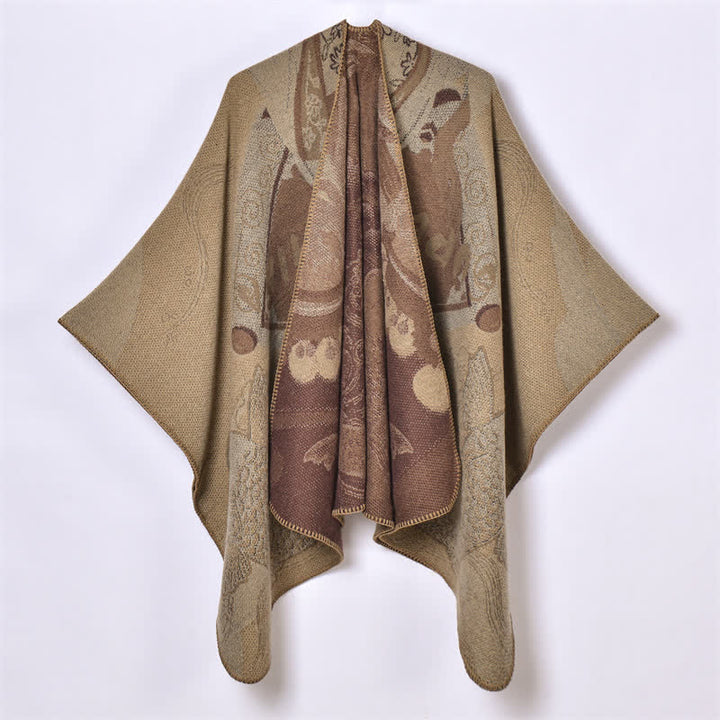 Buddha Stones Chal suave drapeado oriental con estampado de nubes de peces koi para otoño e invierno. - Broncearse - 130x150cm - image 22