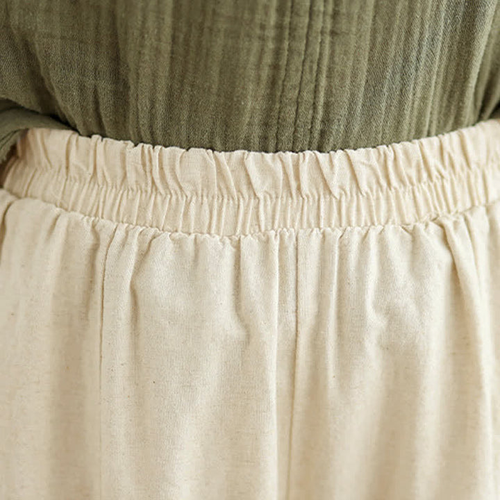 Pantalones cortos de mujer de algodón con estampado de Buddha Stones, encaje liso y pernera ancha, con bolsillos. - image 8