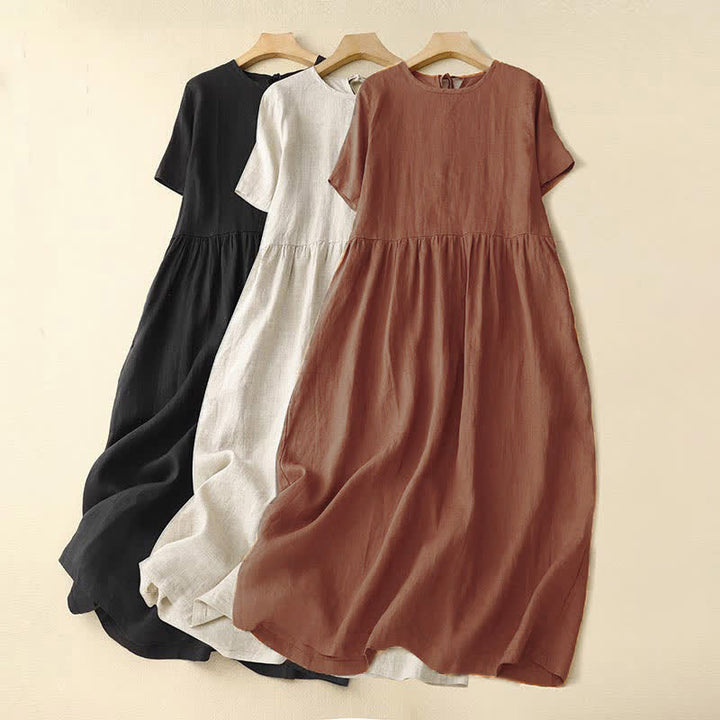 Vestido midi informal de mujer con Buddha Stones, manga corta, tirantes con lazo y bolsillos. - image 24