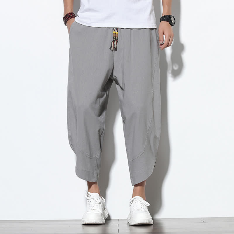 Pantalones harem de verano informales para hombre con cordón ajustable y bolsillos, estampado de Buddha Stones. - image 1