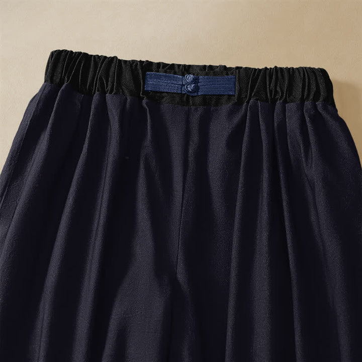 Buddha Stones Pantalones harem de algodón puro con estampado oriental de carpas koi y botones de rana para mujer, cintura elástica y bolsillos. - image 2