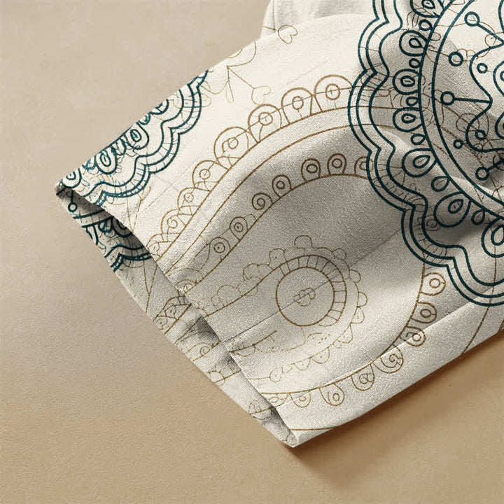 Buddha Stones Pantalones harem de algodón puro con estampado de mandala estilo boho, botones de rana y cintura elástica para mujer con bolsillos. - image 2