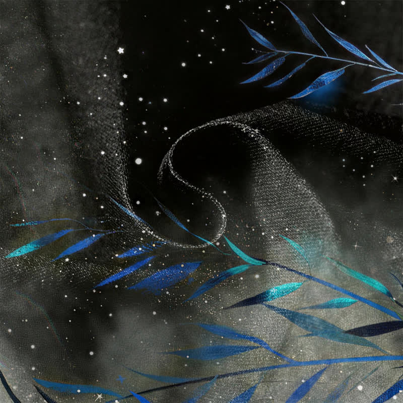 Buddha Stones Pantalones harem de algodón puro con estampado de bambú y luna estrellada, botones de rana y cintura elástica para mujer, con bolsillos. - image 4