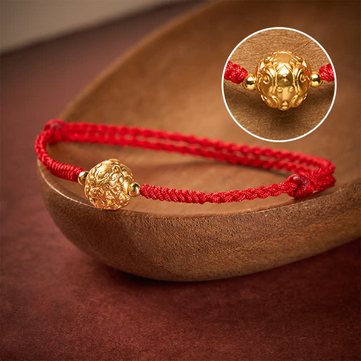Buddha Stones Pulsera de hilo rojo de la suerte Pi Xiu de cobre - Pi Xiu de cobre (circunferencia de la muñeca: 6,3–6,7 pulgadas/16–17 cm) - image 0