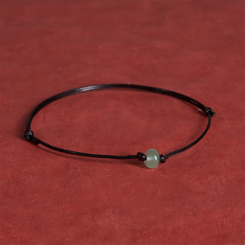 Buddha Stones Pulsera minimalista de protección de aventurina verde con hilo rojo trenzado - Cuenta de rueda (circunferencia de la muñeca: 6,3–7,1 pulgadas/16–18 cm) - Cuerda negra - image 9