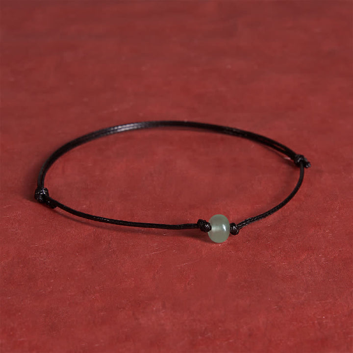 Buddha Stones Pulsera minimalista de protección de aventurina verde con hilo rojo trenzado - Cuenta de rueda (circunferencia de la muñeca: 6,3–7,1 pulgadas/16–18 cm) - Cuerda negra - image 9