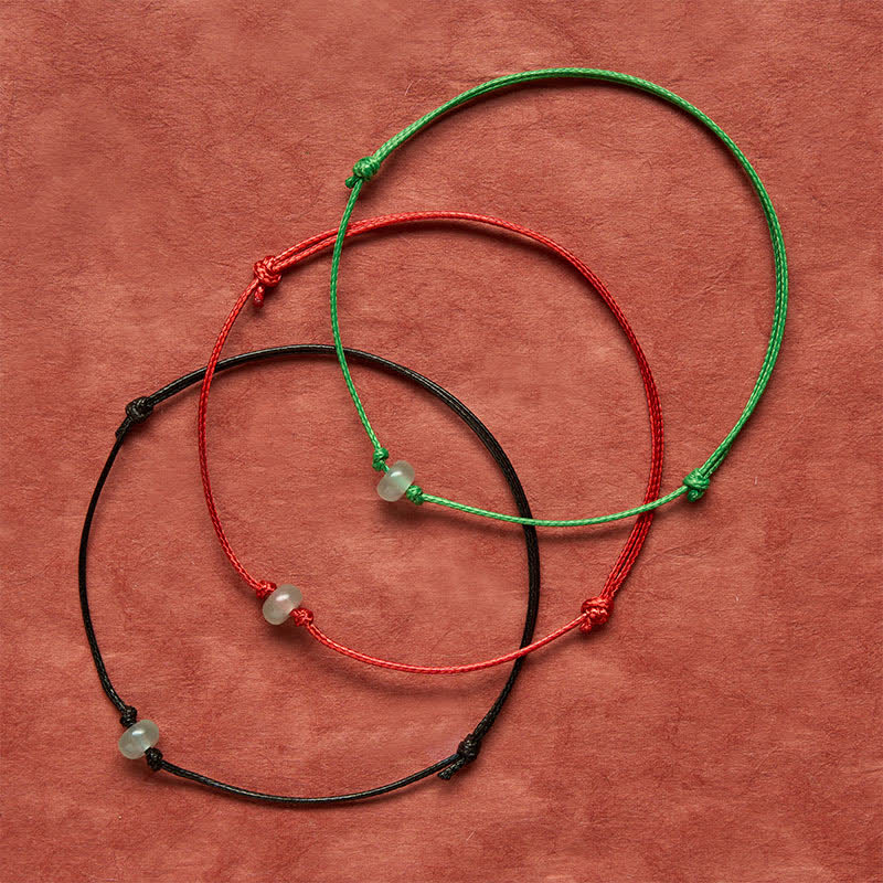 Buddha Stones Pulsera minimalista de protección de aventurina verde con hilo rojo trenzado - image 12
