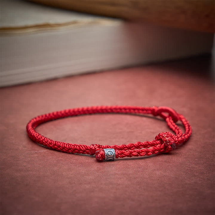 Buddha Stones Pulsera de protección Yin Yang de plata de ley 925 con hilo rojo - image 3