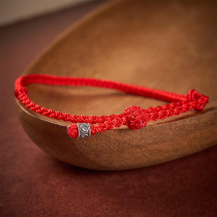 Buddha Stones Pulsera de protección Yin Yang de plata de ley 925 con hilo rojo - Cuerda roja - 6,3–7,1 pulgadas (16–18 cm) - image 10