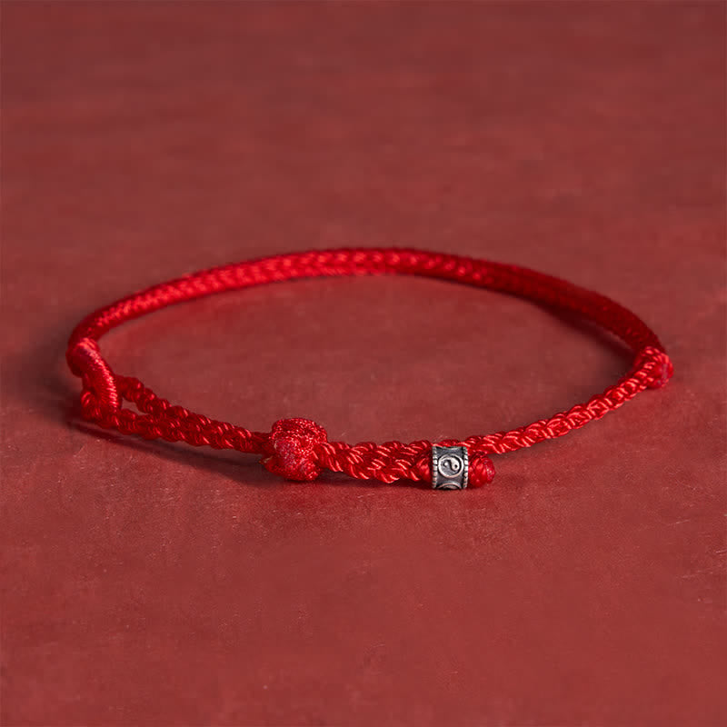 Buddha Stones Pulsera de protección Yin Yang de plata de ley 925 con hilo rojo - image 12