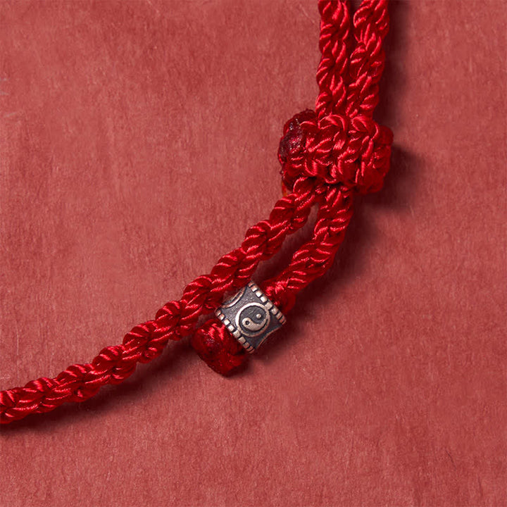 Buddha Stones Pulsera de protección Yin Yang de plata de ley 925 con hilo rojo - image 4