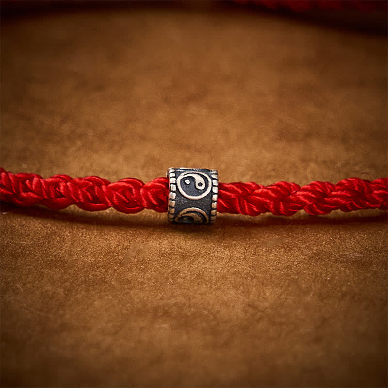 Buddha Stones Pulsera de protección Yin Yang de plata de ley 925 con hilo rojo - image 5