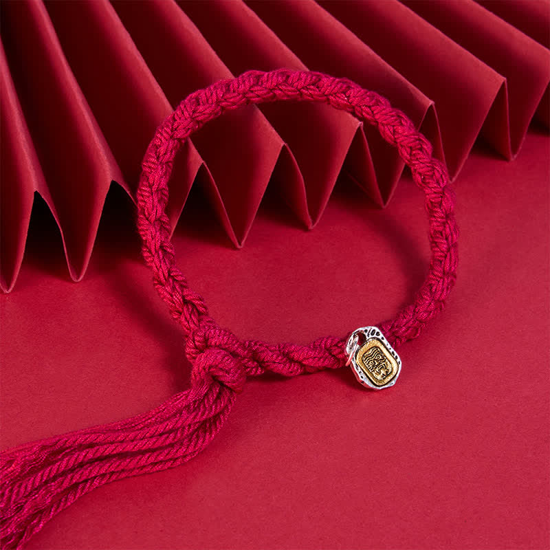 Buddha Stones Pulsera de conexión armónica con detalles de cobre y cordón rojo - image 3