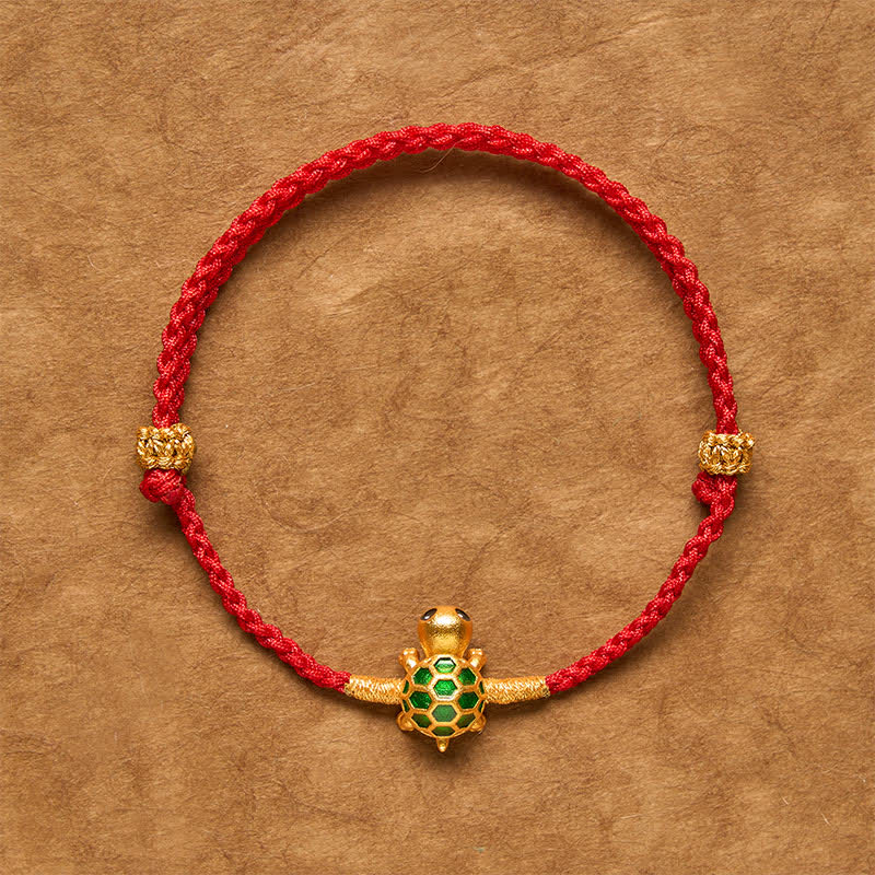 Buddha Stones Pulsera trenzada con amuleto de la suerte y la fortuna con hilo rojo de tortuga - Pulsera de tortuga (circunferencia de la muñeca: 16-18 cm) - image 0