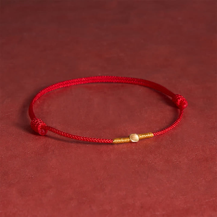 Buddha Stones Pulsera de cuerda trenzada protectora con cuentas doradas de plata de ley 925 - Rojo (Circunferencia de la muñeca: 7,1 pulgadas/18 cm) - image 0