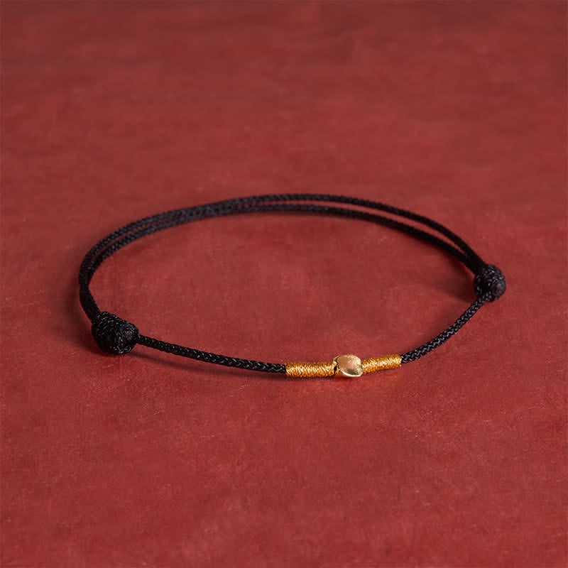 Buddha Stones Pulsera de cuerda trenzada protectora con cuentas doradas de plata de ley 925 - Negro (Circunferencia de la muñeca: 7,1 pulgadas/18 cm) - image 9