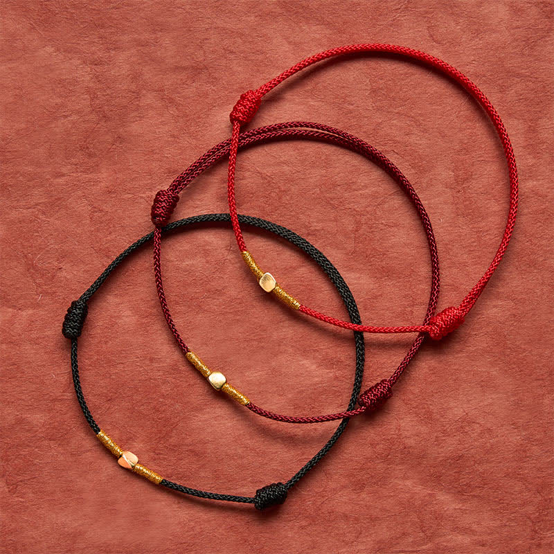 Buddha Stones Pulsera de cuerda trenzada protectora con cuentas doradas de plata de ley 925 - image 12