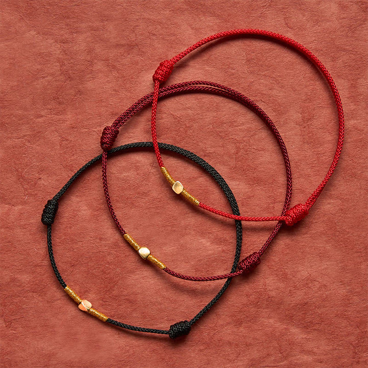 Buddha Stones Pulsera de cuerda trenzada protectora con cuentas doradas de plata de ley 925 - image 12