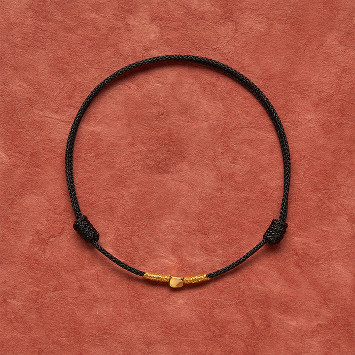 Buddha Stones Pulsera de cuerda trenzada protectora con cuentas doradas de plata de ley 925 - image 10