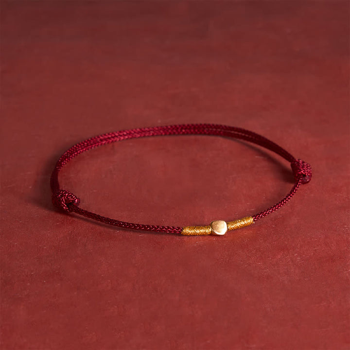 Buddha Stones Pulsera de cuerda trenzada protectora con cuentas doradas de plata de ley 925 - Rojo oscuro (circunferencia de la muñeca: 7,1 pulgadas/18 cm) - image 3