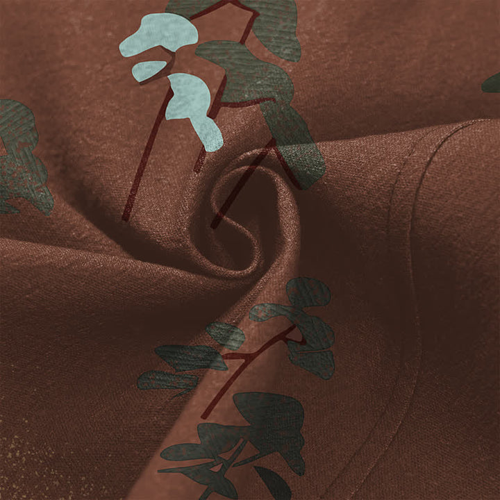 Buddha Stones Kimono de hombre con frente abierto, estampado de grullas blancas de algodón y ondas fluidas. - image 5