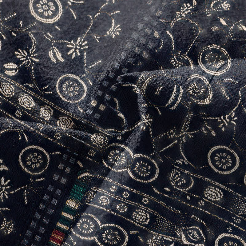 Buddha Stones Kimono de hombre con estampado geométrico tribal de patchwork y frente abierto, de algodón. - image 5