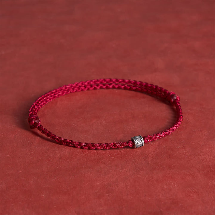 Buddha Stones Pulsera tobillera de protección Yin Yang de plata de ley 925 con hilo negro y rojo - image 13