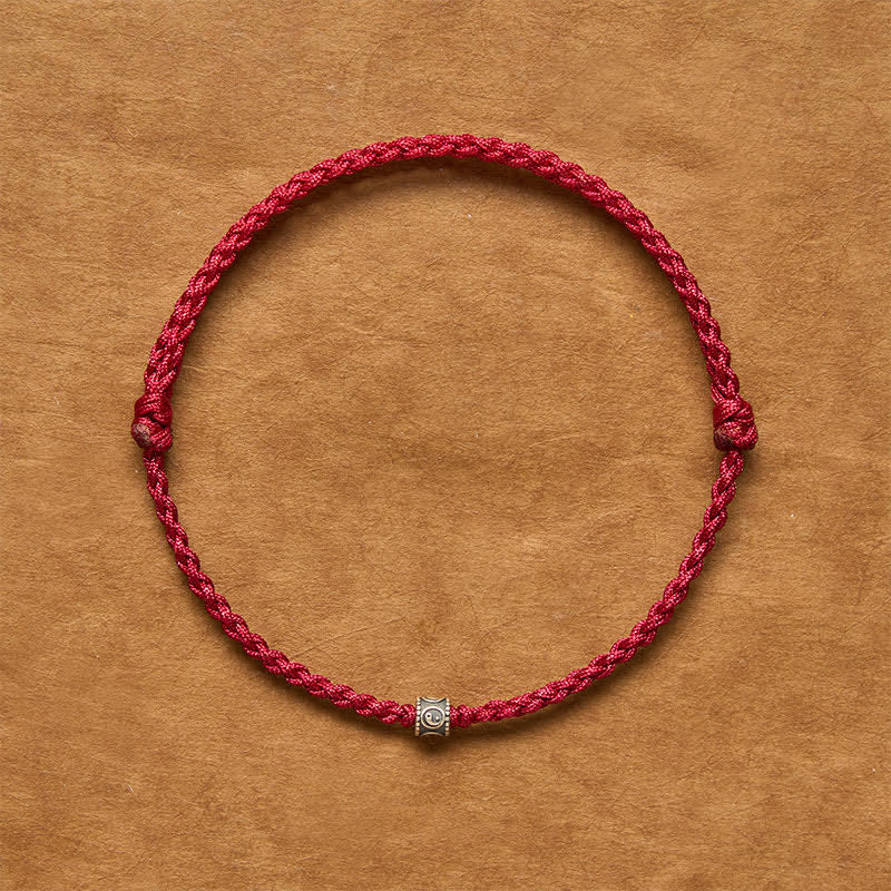 Buddha Stones Pulsera tobillera de protección Yin Yang de plata de ley 925 con hilo negro y rojo - image 11