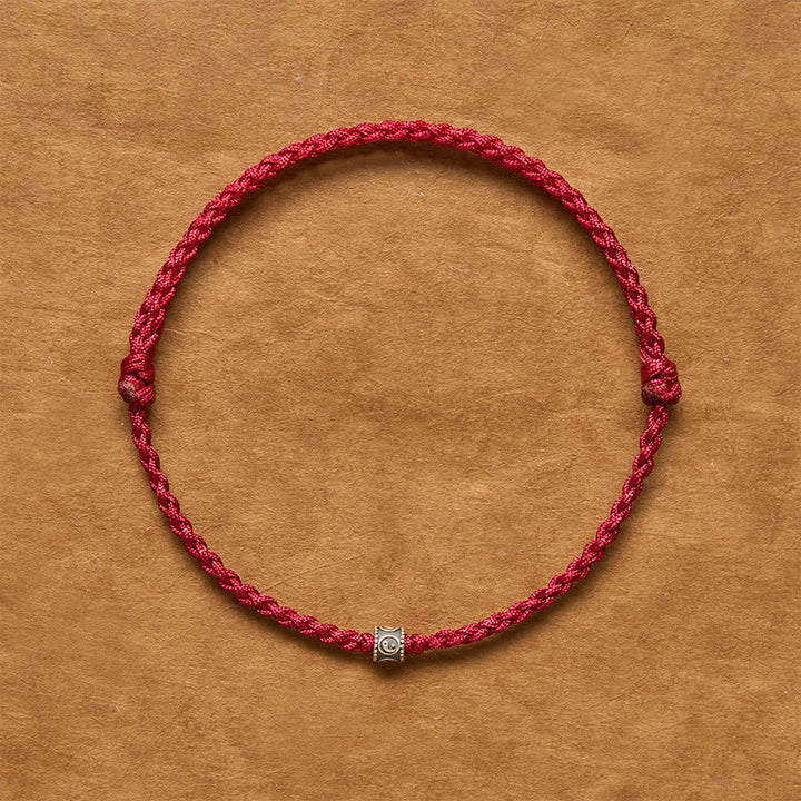 Buddha Stones Pulsera tobillera de protección Yin Yang de plata de ley 925 con hilo negro y rojo - image 11