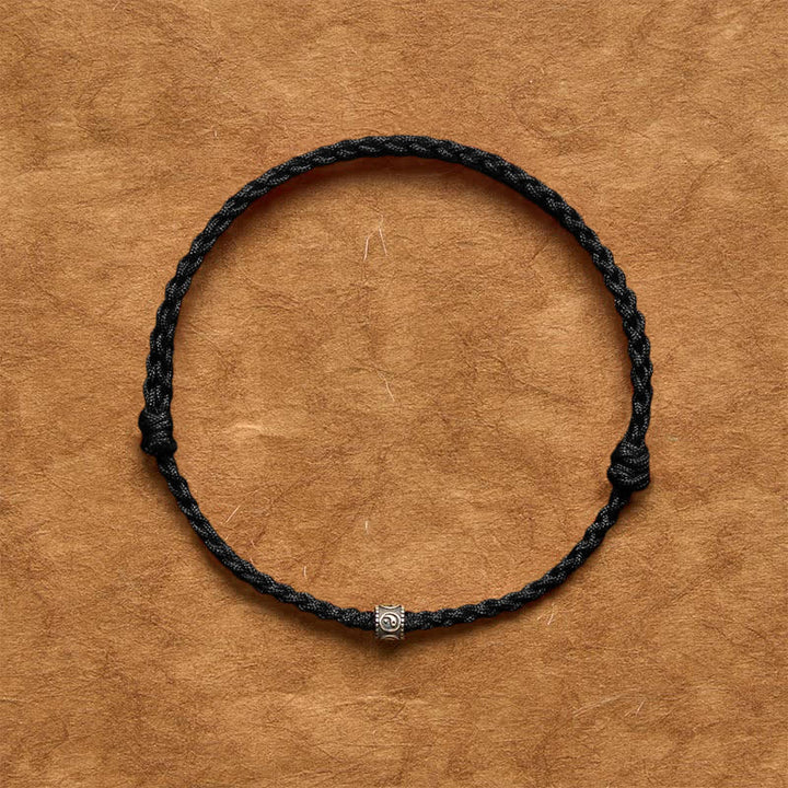 Buddha Stones Pulsera tobillera de protección Yin Yang de plata de ley 925 con hilo negro y rojo - image 16