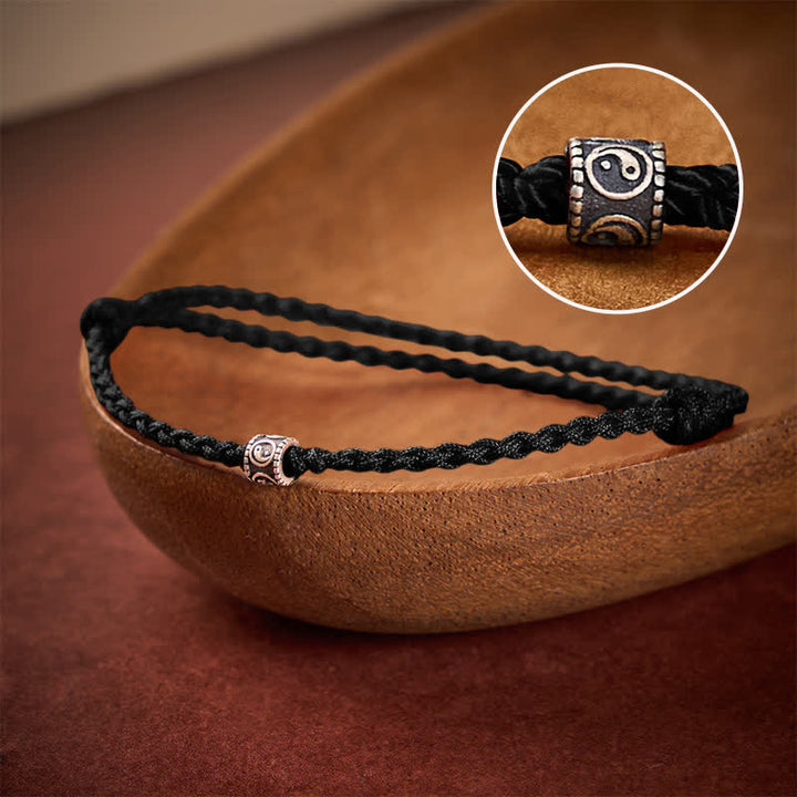 Buddha Stones Pulsera tobillera de protección Yin Yang de plata de ley 925 con hilo negro y rojo - Cuerda negra - Circunferencia de la tobillera: 6,3–10,2 pulgadas (16–26 cm) - image 15